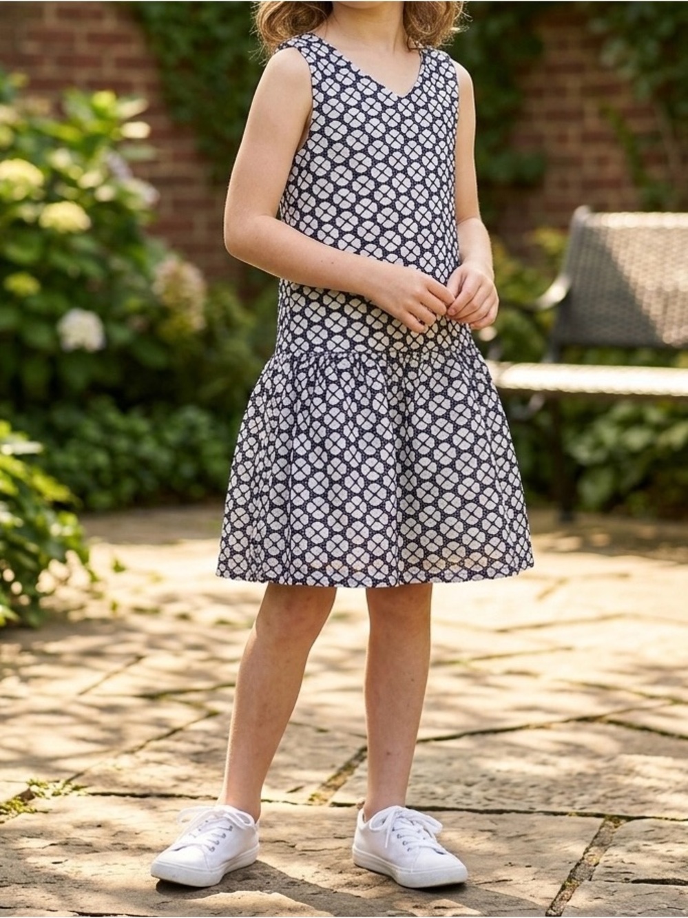 Janie and Jack Black and White Patterned Dress Girls Size 8, 100% Cotton